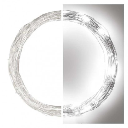 LED vánoční nano řetěz stříbrný, 10 m, venkovní i vnitřní, studená bílá, časovač, 1550032000