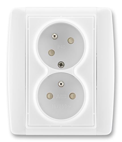ABB TIME, ELEMENT 5513E-C02357 01 ZÁSUVKA DVOJNÁSOBNÁ CHRÁNĚNÁ S CLONKAMI BEZŠROUB. SVORKY