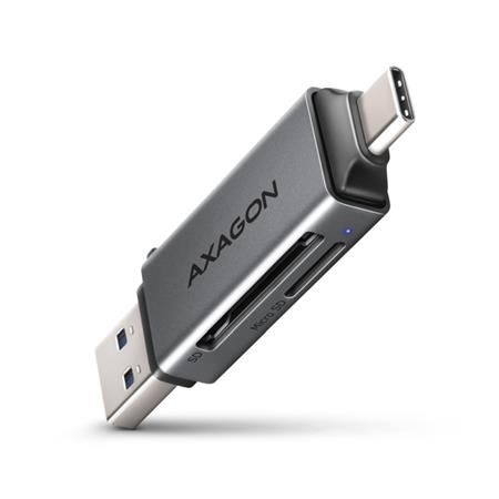 AXAGON CRE-DAC, USB-C + USB-A, 5 Gbps - MINI čtečka karet, 2-slot & lun SD/microSD, podpor