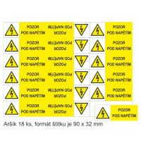 STRO.M SAMOLEPKA POZOR POD NAPĚTÍM! ŽLUTO/ČERNÁ 90X32 CELÝ ARCH=18KS STRO.M SAMOLEPKA POZOR POD NAPĚTÍM! ŽLUTO/ČERNÁ 90X32 CELÝ ARCH=18KS