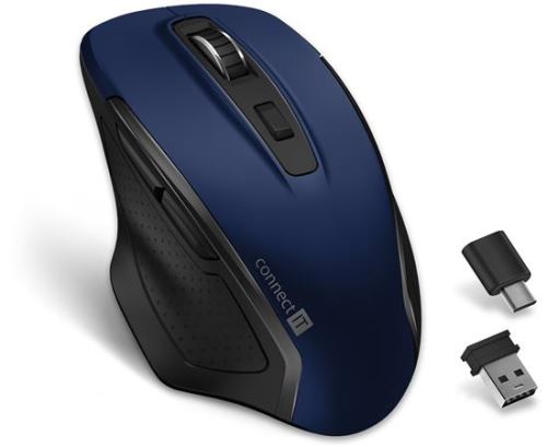CONNECT IT Dual SmartSwitch bezdrátová myš, USB-A + C (+1x AA baterie zdarma), MODRÁ