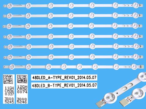 LED podsvit 460mm sada Vestel celkem 7 pásků / D-LED BAR. VESTEL 48DLED FHD 30085245 + 300