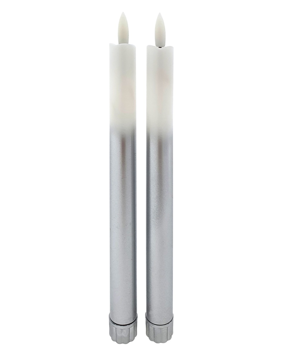 LED svíce long White/Silver 2 x 25cm HD-117