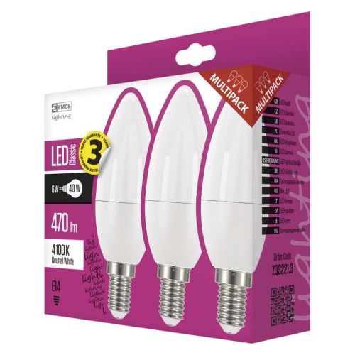 LED žárovka Classic svíčka / E14 / 5 W (40 W) / 470 lm / neutrální bílá ZQ3221.3