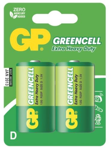 Zinková baterie GP Greencell D (R20) B1241