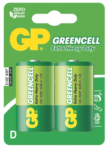 Zinková baterie GP Greencell D (R20), 1012412000