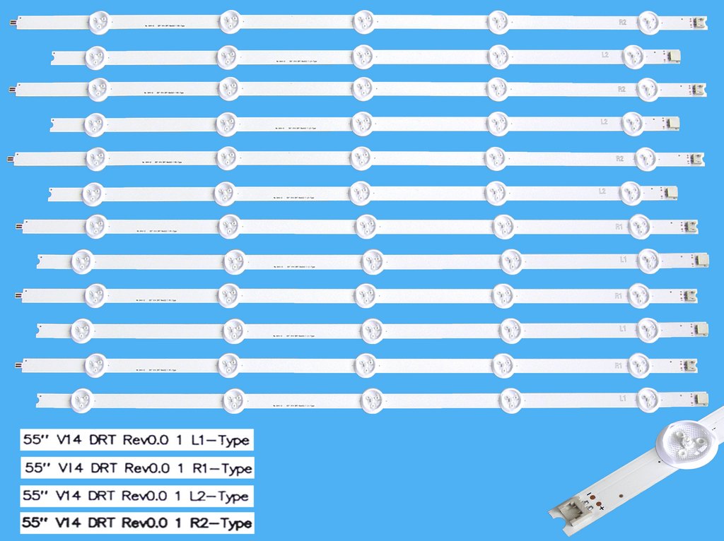 LED podsvit sada Philips / LG celkem 12 pásků / DLED TOTAL ARRAY 55" V14 DRT Rev0.01 6916L