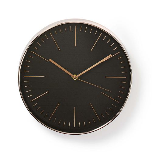 Nástěnné moderní hodiny, průměr 30 cm Nedis CLWA013PC30BK