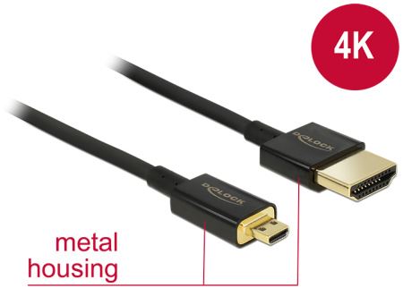 Delock Kabel High Speed HDMI s Ethernetem - HDMI-A samec > HDMI Micro-D samec 3D 4K 3 m ak