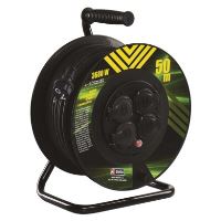 Venkovní prodlužovací kabel na bubnu 50 m / 4 zásuvky / černý / guma / 230 V / 1,5 mm2 P084501 Venkovní prodlužovací kabel na bubnu 50 m / 4 zásuvky / černý / guma / 230 V / 1,5 mm2 P084501
