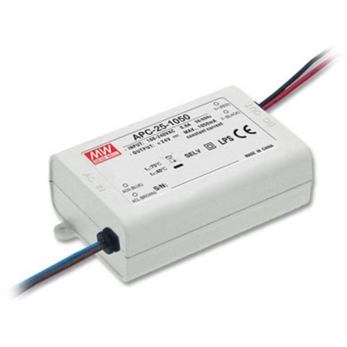 MEANWELL ZDROJ PRO LED APC-25-1050 25W VSTUP 90-264V AC, 127-370V DC VÝSTUP 1050MA 9-24V 9