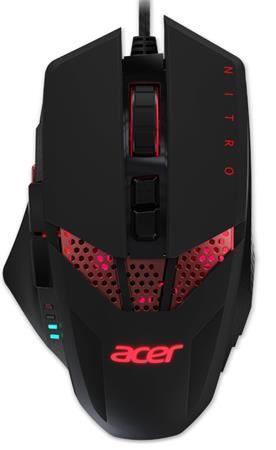 Acer NITRO -  herní myš optická, max. 4200dpi, 8 program. tlačítek, 6 barev podsvícení, Av
