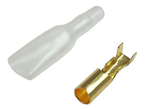 Konektor Faston kulatý 4.0mm FZD - dutinka ( zásuvka, samička ) včetně krytu