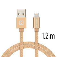 SWISSTEN kabel USB Lightning textilní 1,2m 3A zlatá