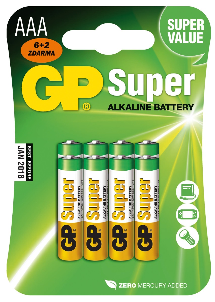 Alkalická baterie GP Super AAA (LR03), 1013118000