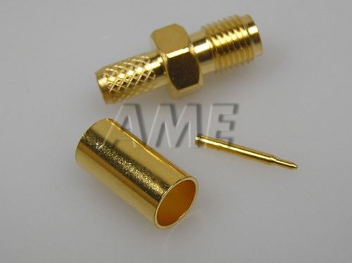 Konektor SMA pro kabel RG58 krimpovací - samice - zlatá