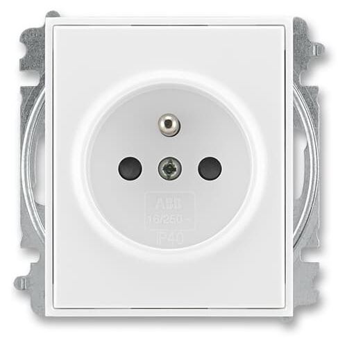 ABB TIME, ELEMENT 6619E-A06357 03 ZÁSUVKA JEDNONÁSOBNÁ S OCHRANNÝM KOLÍKEM S CLONKAMI BÍLÁ