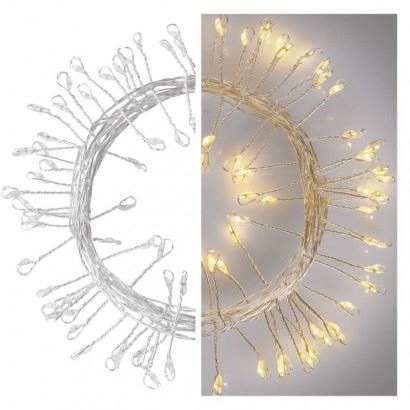 LED vánoční nano řetěz – ježek, 2,4 m, 3x AA, vnitřní, teplá bílá, časovač D3FW01