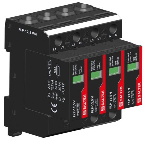 SAL SVODIČ FLP-12,5 V/4, TYP 1+2, 4X12,5KA/30KA, 230VAC, 4PÓL