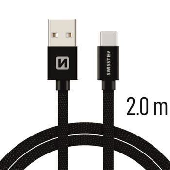 SWISSTEN DATA CABLE USB / USB-C TEXTILE 2,0M BLACK 71521301