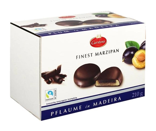 Carstens marcipánové bonbóny v čokoládě s náplní Švestka na Madeiře 210 g