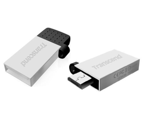Transcend 16GB JetFlash 380S, USB 2.0/micro USB flash disk, OTG, malé rozměry, stříbrně ob