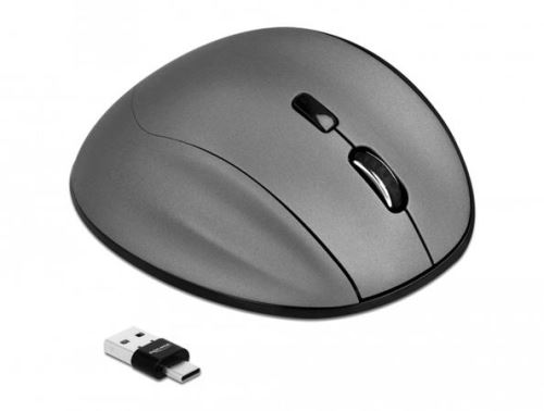Delock Ergonomická optická pětitlačítková myš 3 v 1, USB Typu-A / Type-C™ 2,4 GHz a Blueto