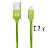SWISSTEN kabel USB Lightning textilní 0,2m 3A zelená