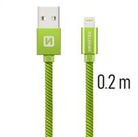 SWISSTEN kabel USB Lightning textilní 0,2m 3A zelená