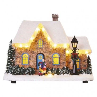 LED vánoční domek, 20,5 cm, 3x AA, vnitřní, teplá bílá DCLW14