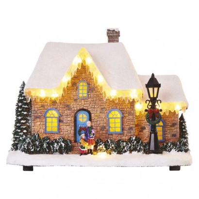 LED vánoční domek, 20,5 cm, 3x AA, vnitřní, teplá bílá, 1550000073