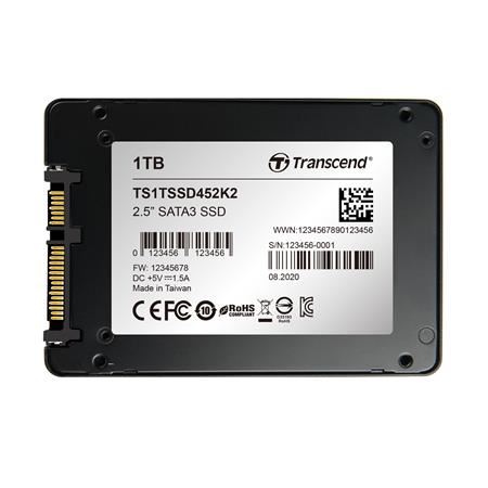 TRANSCEND SSD452K2 1TB Industrial (3K P/E) SSD disk 2.5" SATA3, 3D TLC, Aluminium case, 56
