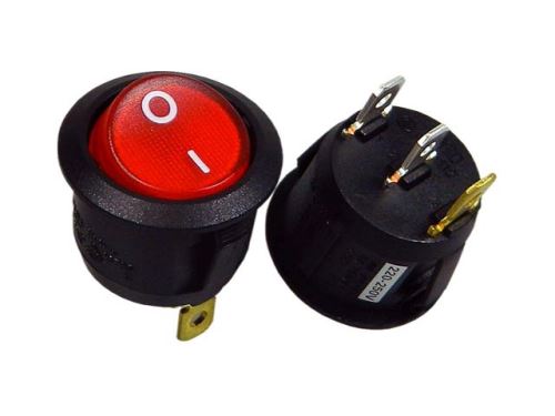 Vypínač kolébkový kulatý  SCI R13112B02BR2N2    červený ON-OFF