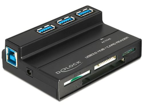 Delock USB 3.0 čtečka karet All in 1 + 3-portový USB 3.0 HUB