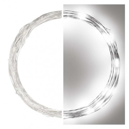 LED vánoční nano řetěz stříbrný, 4 m, venkovní i vnitřní, studená bílá, časovač, 1550032001