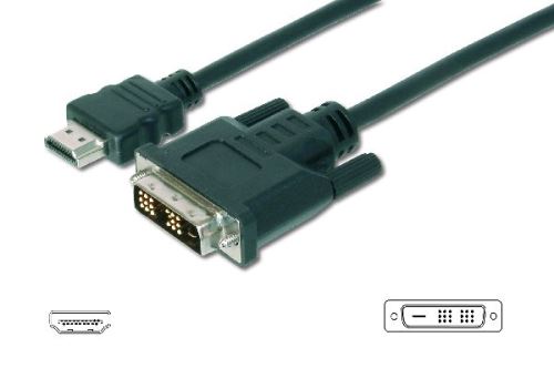 Digitus Adaptérový kabel HDMI, typ A-DVI (18 + 1) M / M, 5,0 m, Full HD, bl