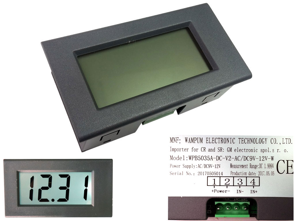 Měřidlo digitální panelové 0-1,999V DC, LCD disple