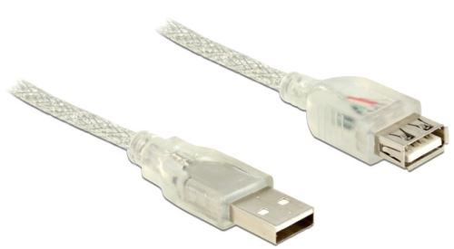 Delock Prodlužovací kabel USB 2.0 Typ-A samec > USB 2.0 Typ-A samice 1 m transparentní
