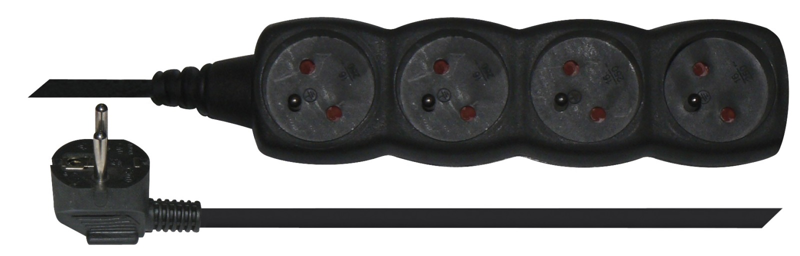 Prodlužovací kabel 5 m / 4 zásuvky / černý / PVC / 1 mm2, 1902240500