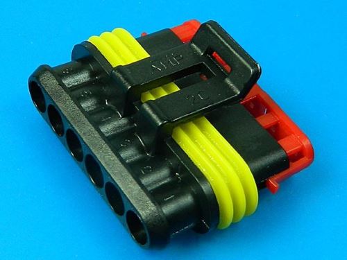 Konektor AMP Superseal 1,5 SRS se zámkem 6 PIN SRS1,5/F06 282090-1 