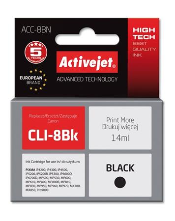 ActiveJet Ink cartridge Canon CLI-8 Bk WITH CHIP - 14 ml ACC-8Bk