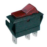 Přepínač kolébkový 2pol./3pin ON-OFF 20A/12VDC pros. červený Přepínač kolébkový 2pol./3pin ON-OFF 20A/12VDC pros. červený
