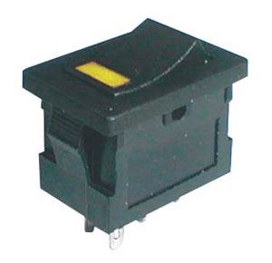 Přepínač kolébkový     2pol./4pin  ON-OFF 250V/3A LED žlutý