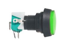 Přepínač tlačítko kul. ON-(ON) 250V/10A s mikrospínačem zelené