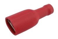 Zdířka faston 6.3mm izol., vodič 0.5-1.5mm  červená