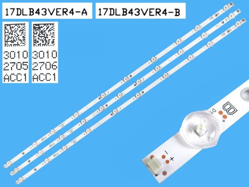LED podsvit sada Vestel 17DLB43VER4  celkem 3 pásky 800mm / D-LED BAR. VESTEL 17DLB43VER4-