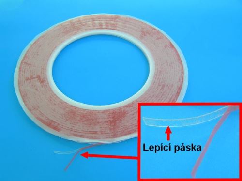 Lepící páska samolepící oboustranná pro displeje, šíře 2mm, síla 0,2mm, návin 50m